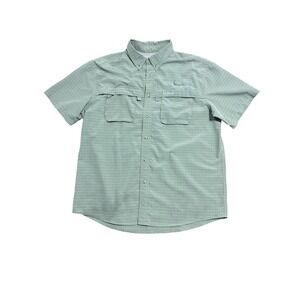 L.L.Bean Shirt Mens Green Plaid Short Sleeve Vented Fishing Button Down Outdoors